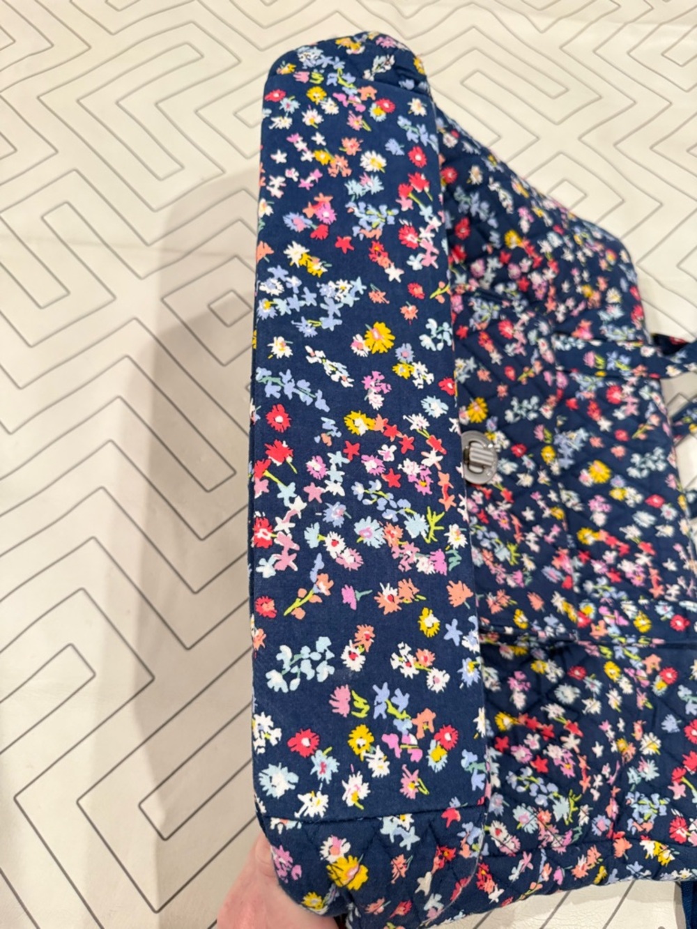 Vera Bradley Navy Floral Tote Purse - Picture 7 of 13